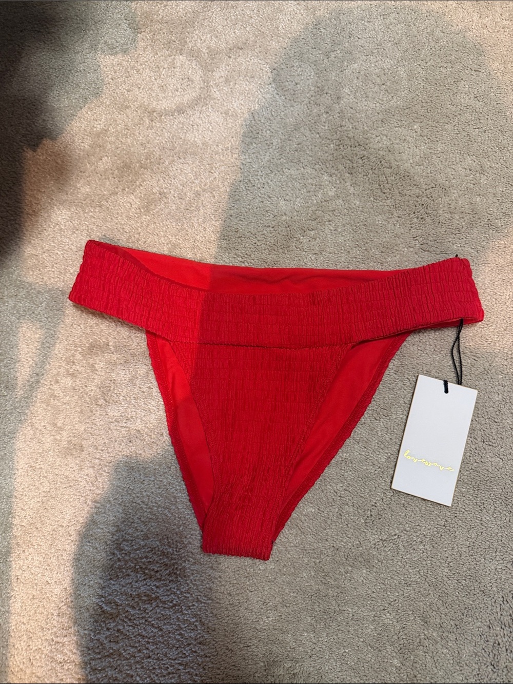 Red Textured Bikini Bottoms